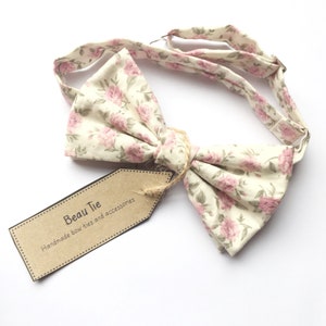 mens bow tie pink floral, floral bow tie, green bow tie, pink bow tie, cotton bow tie