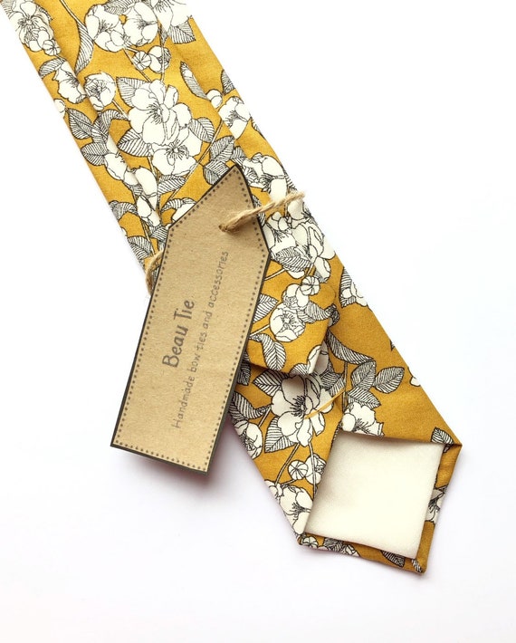 Cravate florale moutarde homme cravate mariage cravate jaune - Etsy France