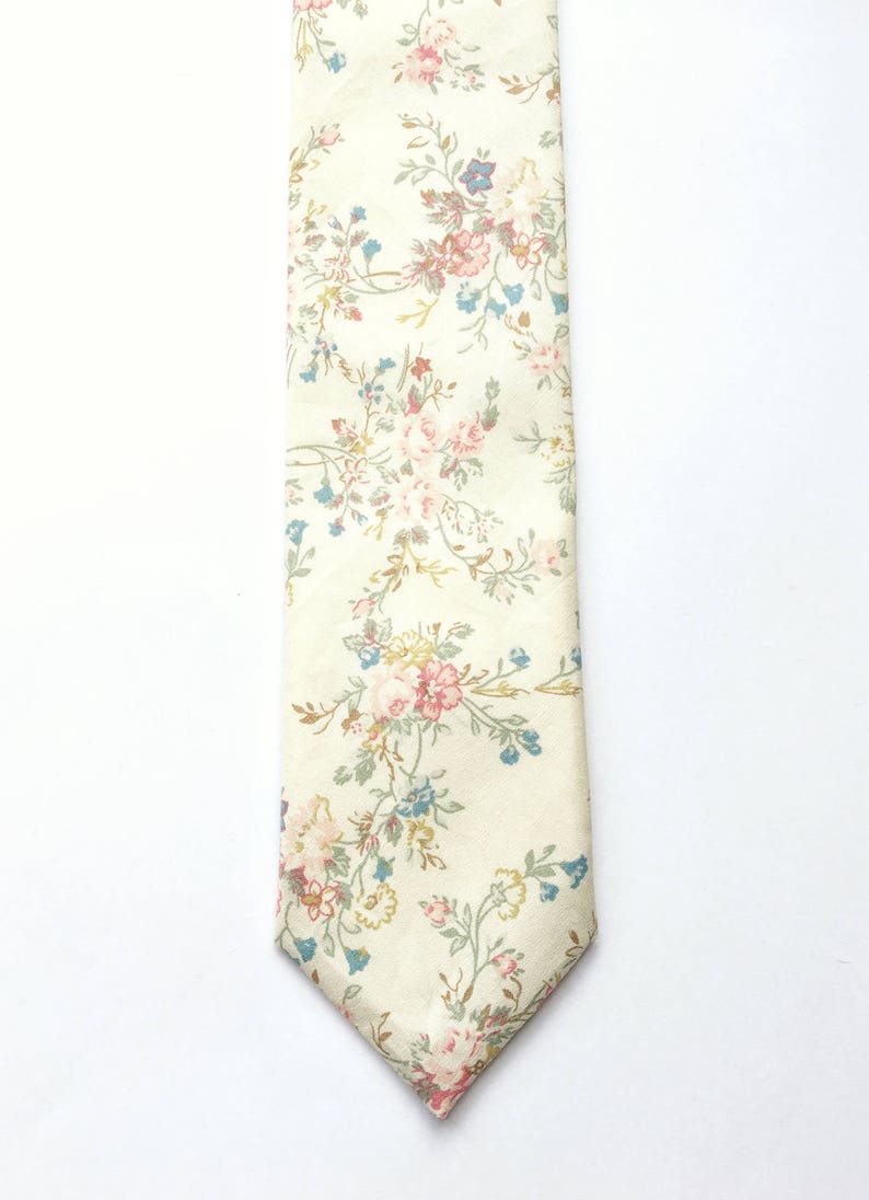 Floral tie, vintage skinny tie, pink floral tie, mens skinny tie, wedding tie, men's floral tie image 2