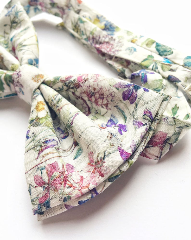 mens bow tie floral print, floral bow tie, Liberty print bow tie, wildflower print bow tie, floral bow tie image 3