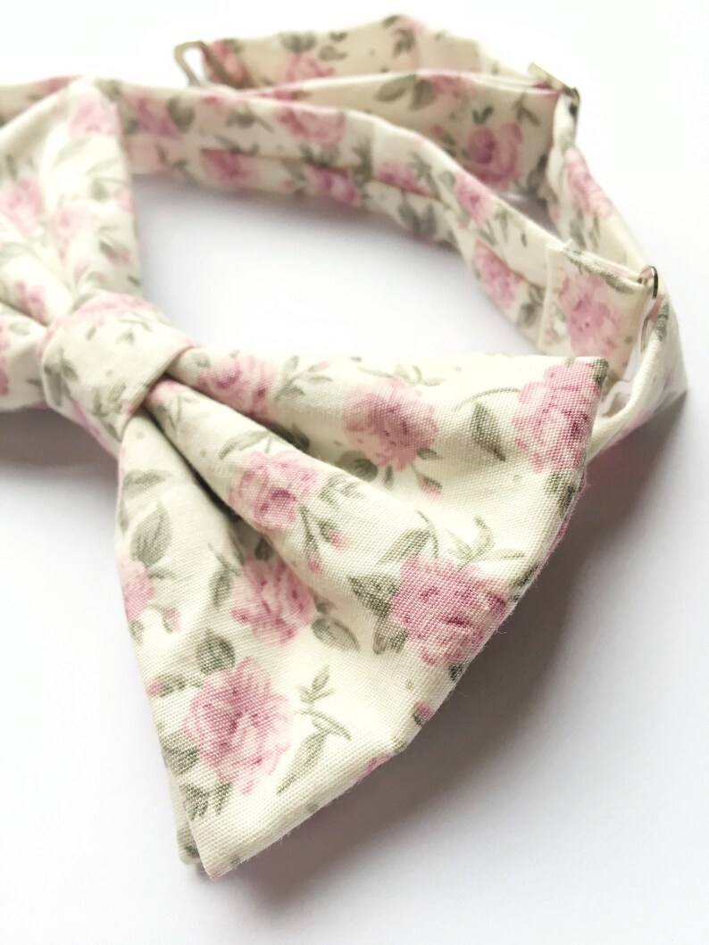 Mens Bow Tie Pink Floral Floral Bow Tie Green Bow Tie Pink Etsy UK
