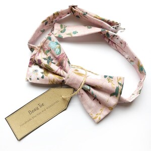 mens pink floral bow tie, mens cotton bow tie, mens pink bow tie, gifts for men, gifts for him