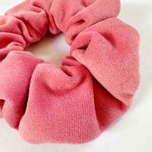 Regular OR mini sized scrunchie in watermelon pink velvet image 3