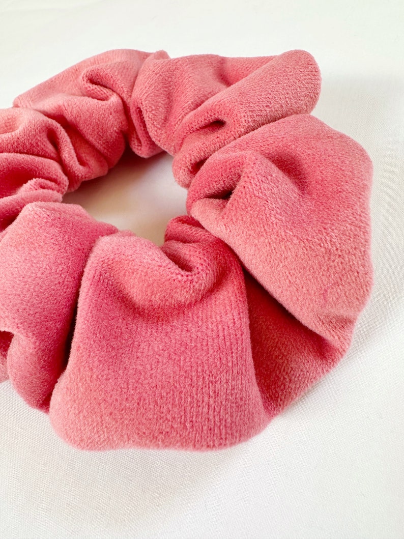 Regular OR mini sized scrunchie in watermelon pink velvet image 3