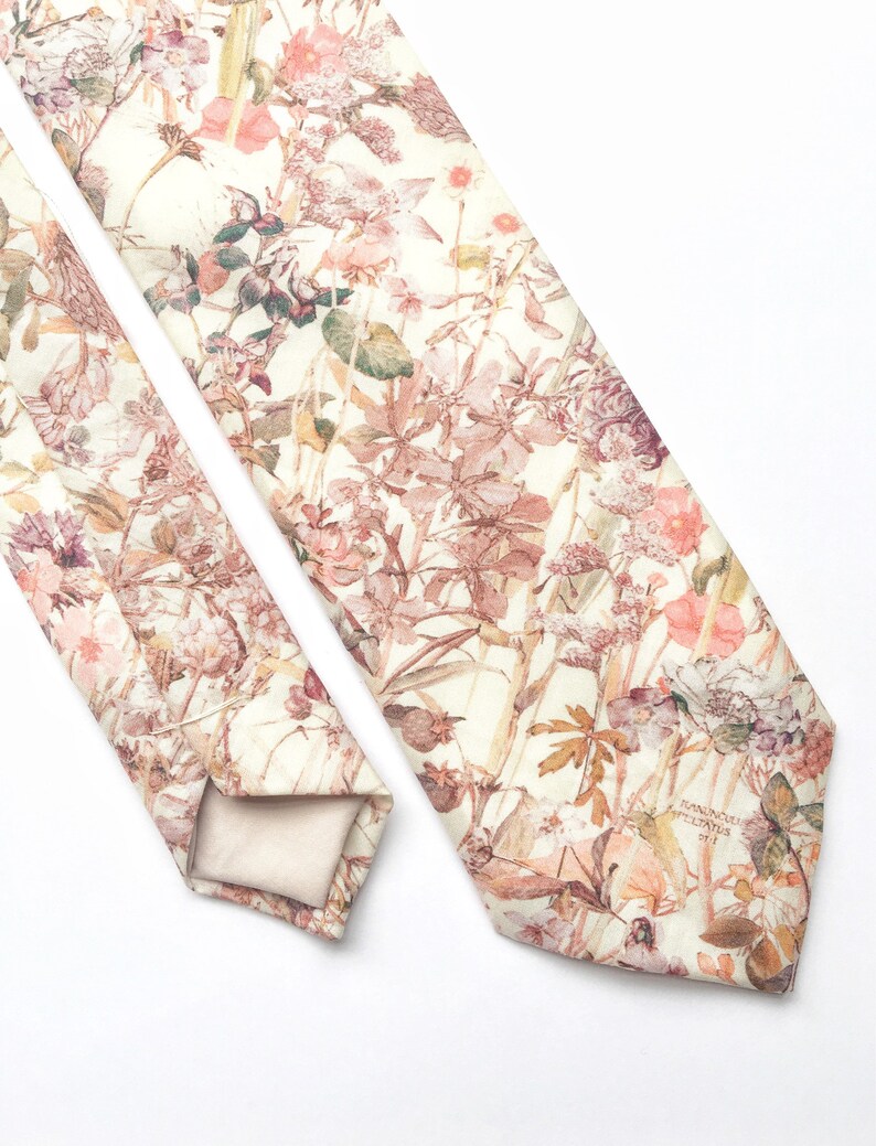 Floral Tie Mens Skinny Tie Blush Pink Tie Wedding Tie Etsy