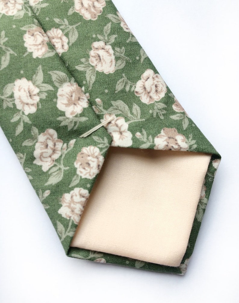 Mens floral tie in sage green and blush pink rose print cotton Etsy