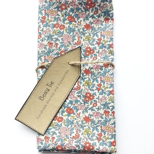 Mens floral pocket square, red and blue liberty floral pocket square, ditzy floral print, gifts for him, gifts for men