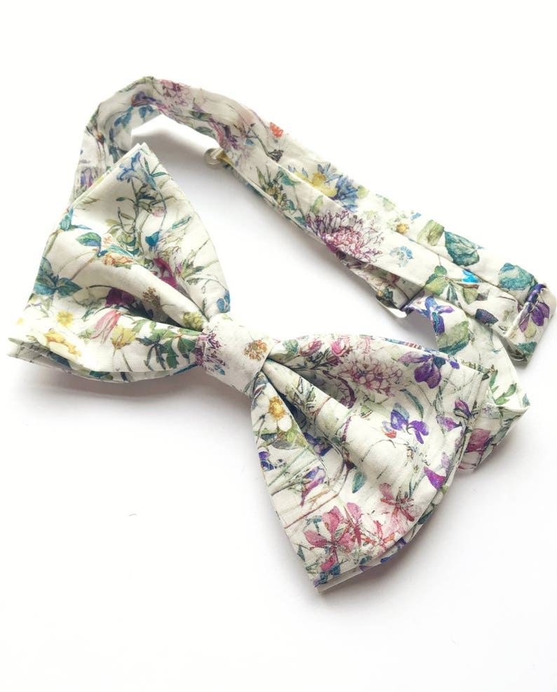 mens bow tie floral print, floral bow tie, Liberty print bow tie, wildflower print bow tie, floral bow tie image 2