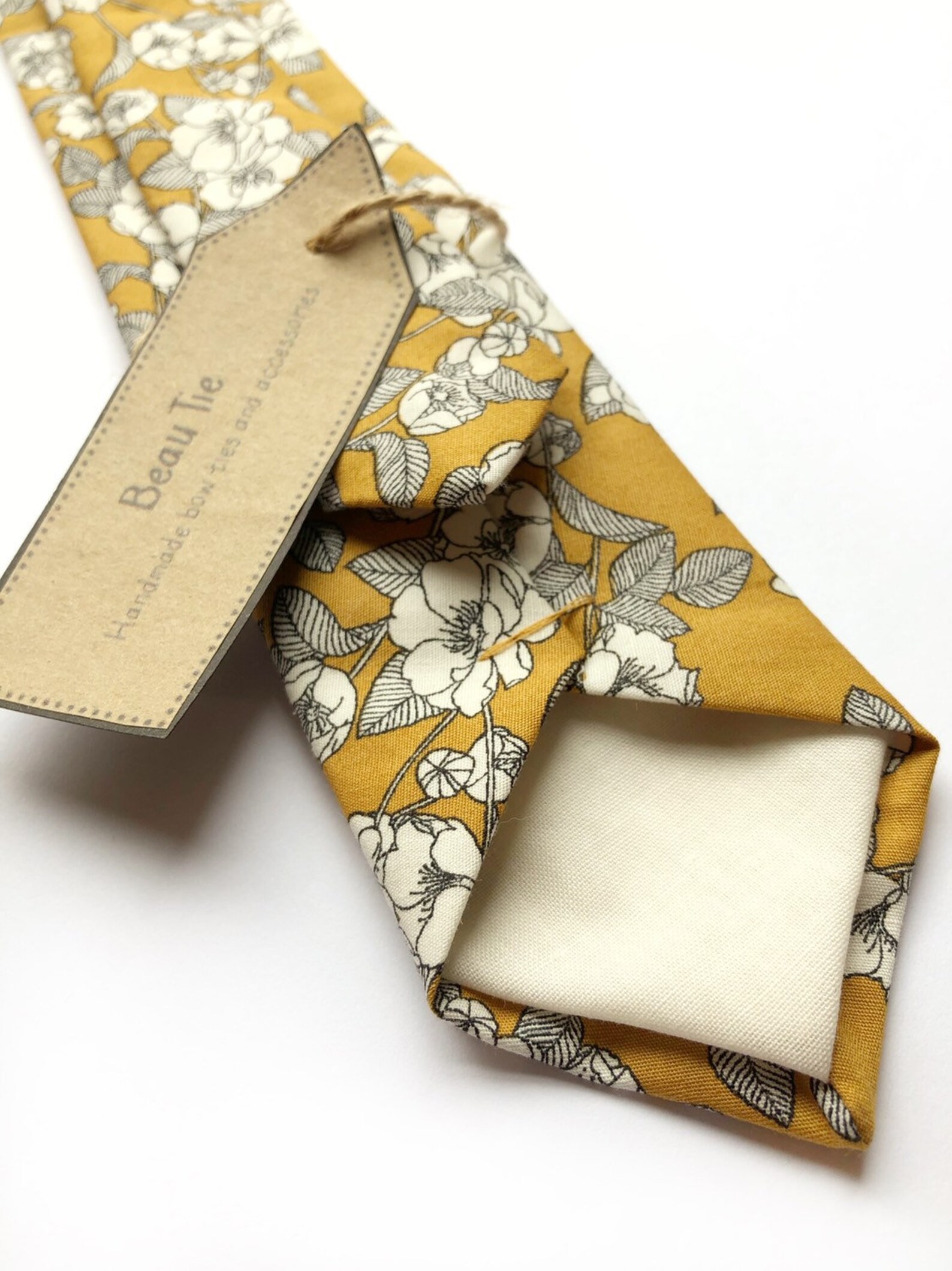 Mens Mustard Floral Tie Wedding Tie Mens Yellow Tie Etsy