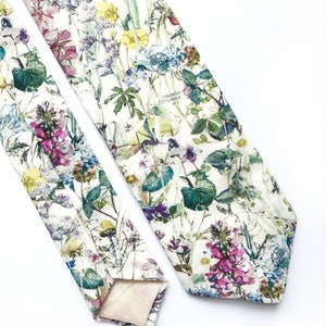 Men&#39;s wildflower print tie, handmade using Liberty print cotton