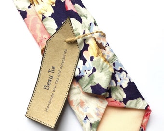 Mens floral tie, rose print tie, mens wedding tie, pink floral tie