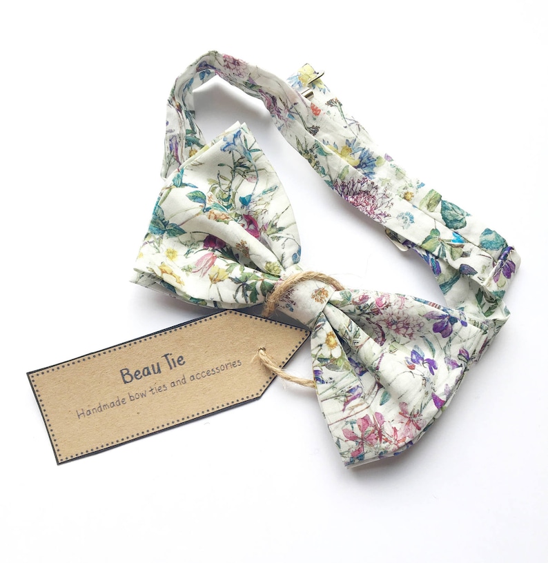 mens bow tie floral print, floral bow tie, Liberty print bow tie, wildflower print bow tie, floral bow tie image 1