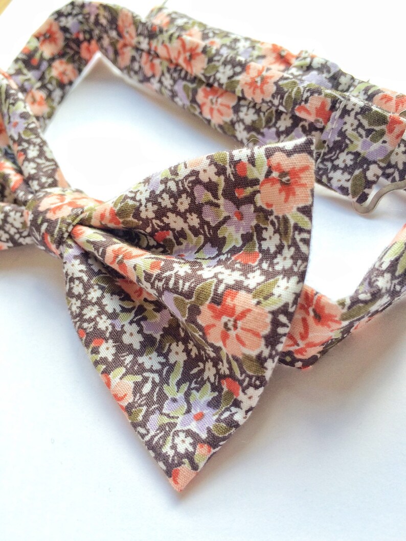 Mens bow tie peach floral floral bow tie lilac bow tie Etsy