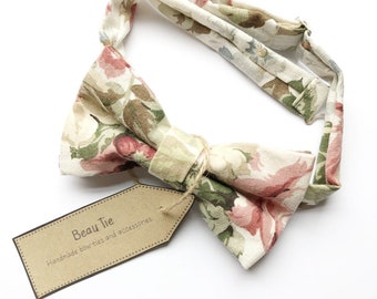 mens vintage floral bow tie, mens cotton bow tie, mens vintage bow tie, gifts for men, gifts for him, chintz floral bow tie