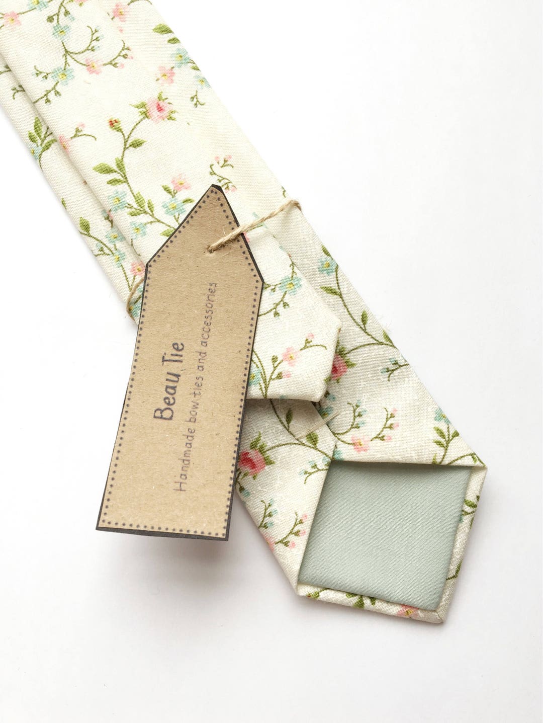 Mens Floral Tie, Pink and Green Floral Tie, Vine Print Sinny Tie, Mens