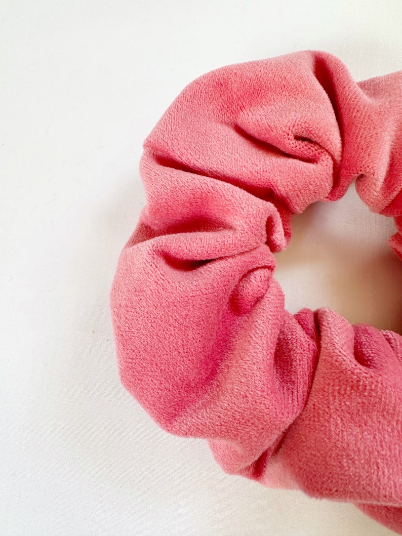 Regular OR mini sized scrunchie in watermelon pink velvet image 4