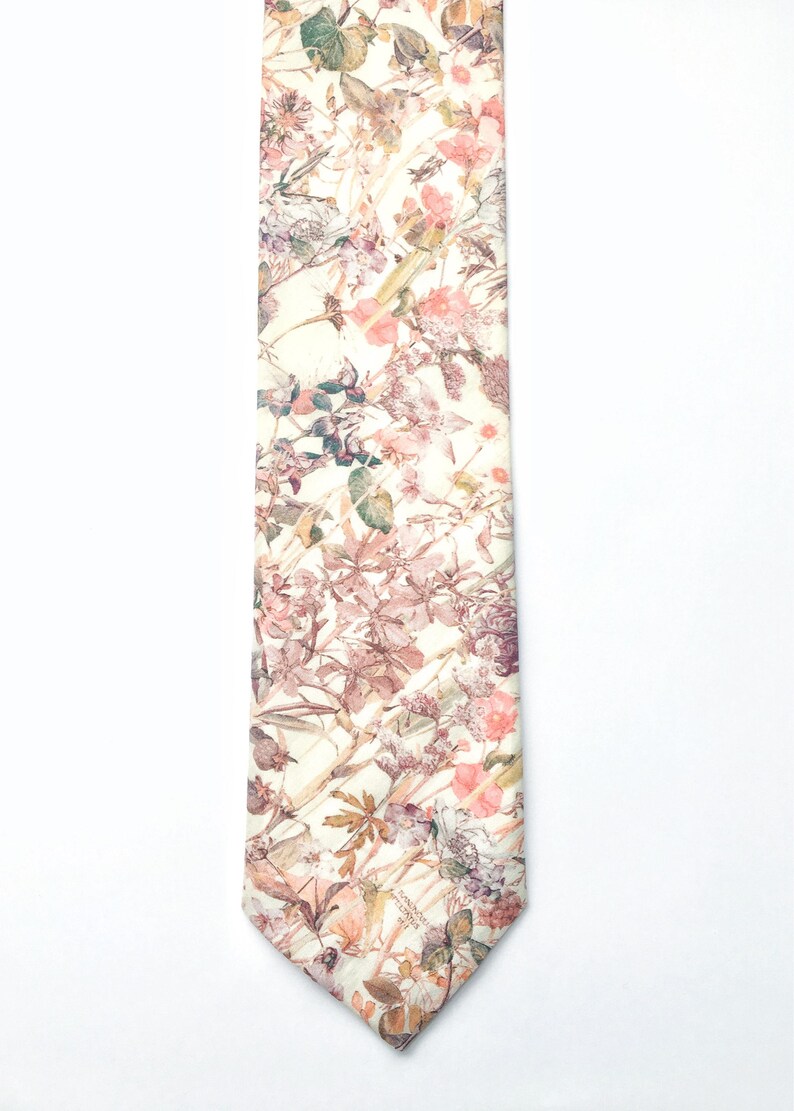 Floral Tie Mens Skinny Tie Blush Pink Tie Wedding Tie Etsy