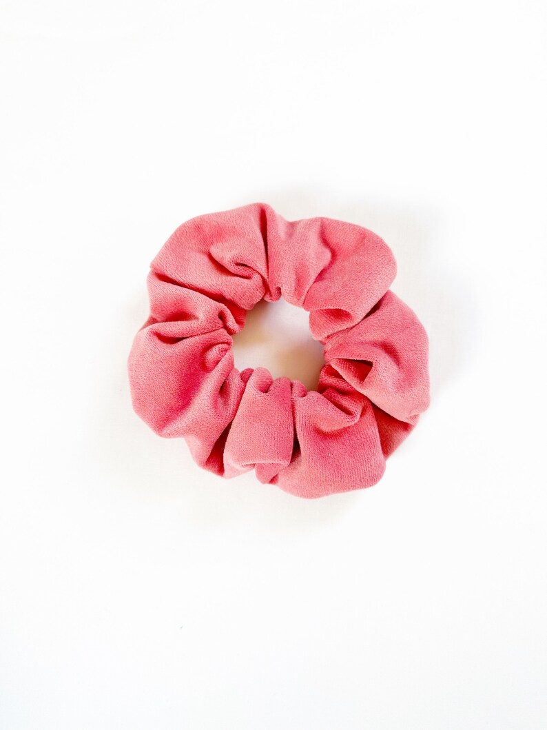 Regular OR mini sized scrunchie in watermelon pink velvet image 1