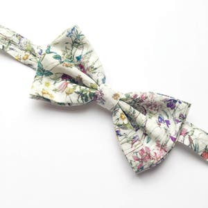 mens bow tie floral print, floral bow tie, Liberty print bow tie, wildflower print bow tie, floral bow tie image 4