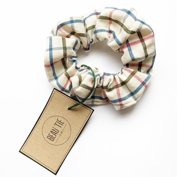 Mini scrunchie in check print, kinderscrunchie, fijn haar scrunchie