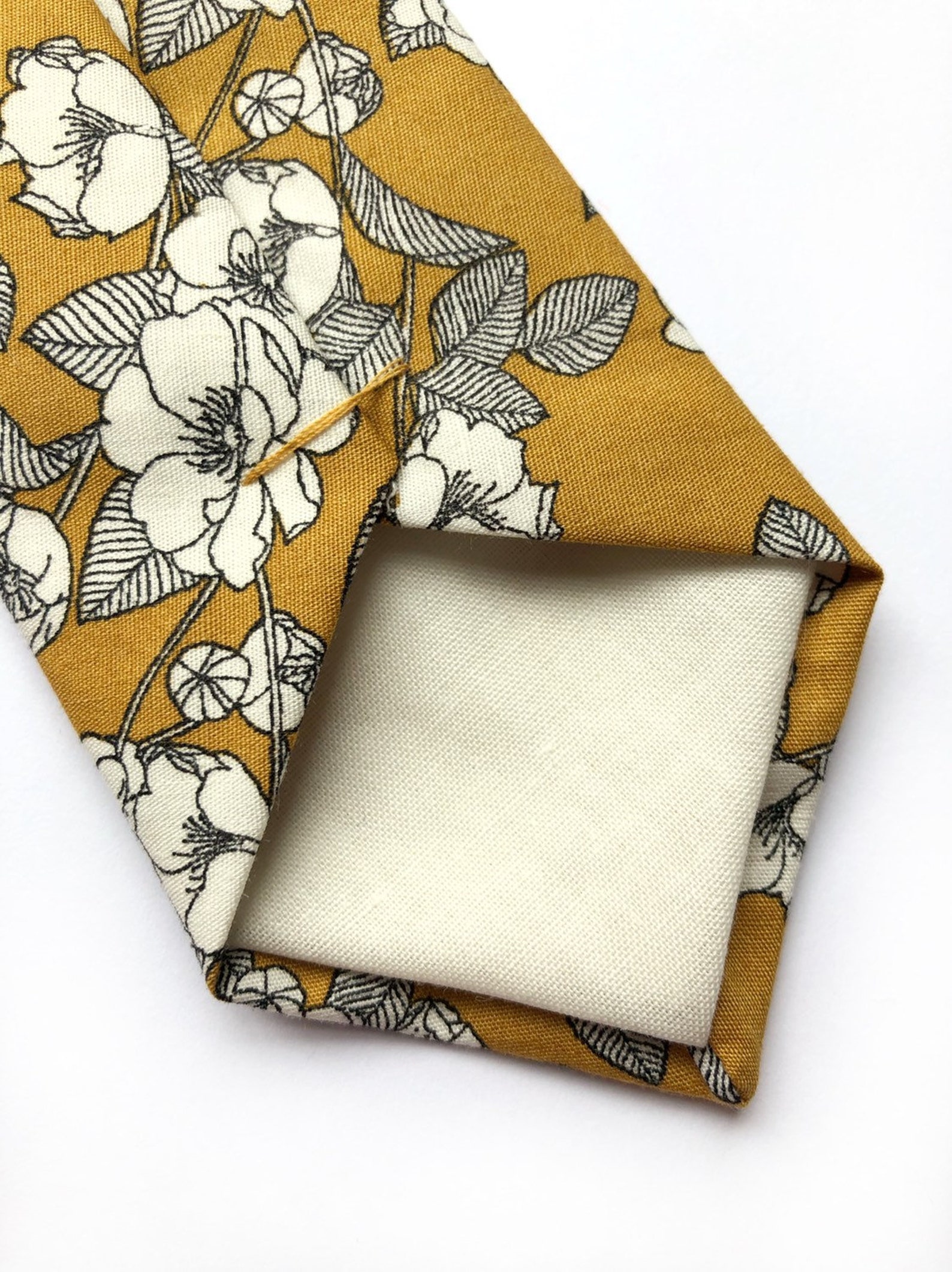 Mens Mustard Floral Tie Wedding Tie Mens Yellow Tie Etsy