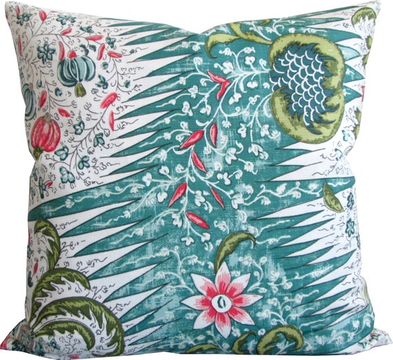 Les Indiennes Salmon Green Turquoise Pillow Cover High End Etsy