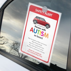 Autism Car Sign - Awareness Sign for Emergency Services - BORP