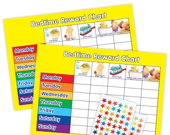 Re-usable Bedtime Reward Chart (including FREE Stickers and Pen) - Twin Yellow Design