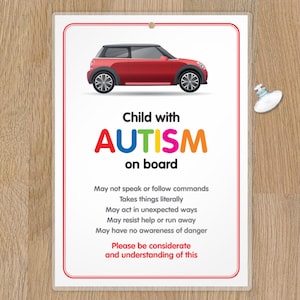 Signe de voiture d’autisme - Signe de sensibilisation pour les services d’urgence - AUTC