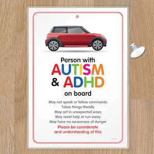 Signe de voiture d’autisme - Signe de sensibilisation pour les services d’urgence - AUTP2
