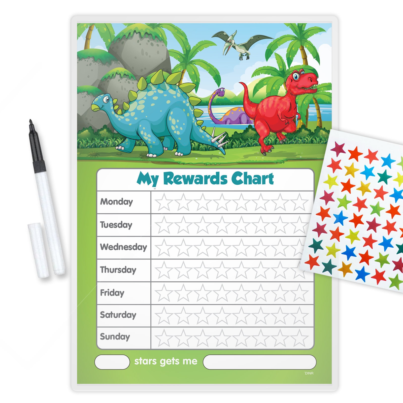 with or without photo Personalised Dinosaurs Reward Chart & Pen 