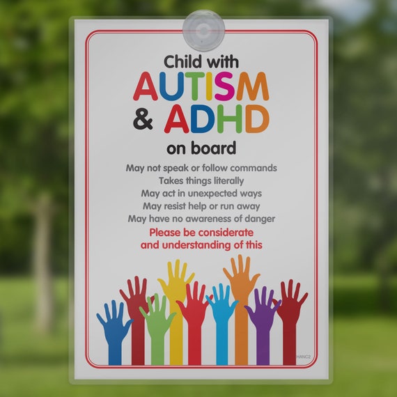 DISABILITY ADHD SEN Awareness Sign for Emergency services HANC2 Funky Monkey House Autism Car Sign