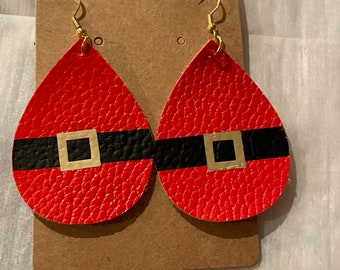 Christmas Santa Belt Leather Earrings