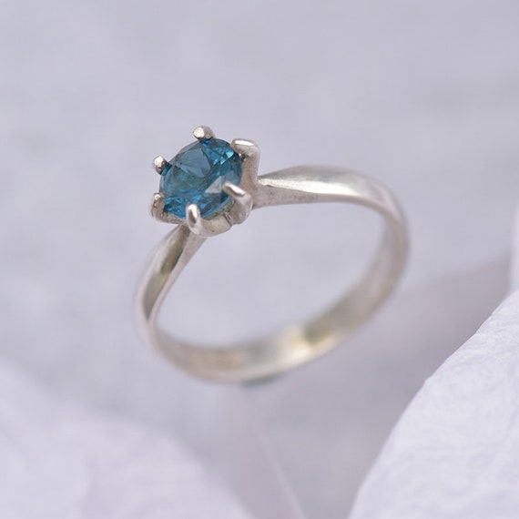 Blue Topaz Ring Size L Sterling Silver Ring with Blue Topaz | Etsy