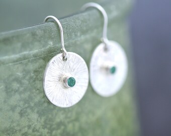 Handmade Emerald Earrings, Sterling Silver May Birthstone Earrings, Gemstone Earrings