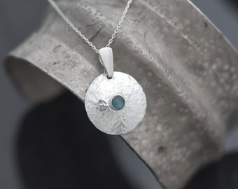 Blue Topaz Necklace, Round Sterling Silver Blue Topaz Pendant, December Birthstone Pendant, Gemstone Pendant Gift