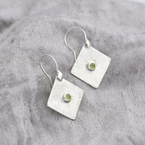 Sterling Silver and Peridot Earrings, August Birthstone earrings
