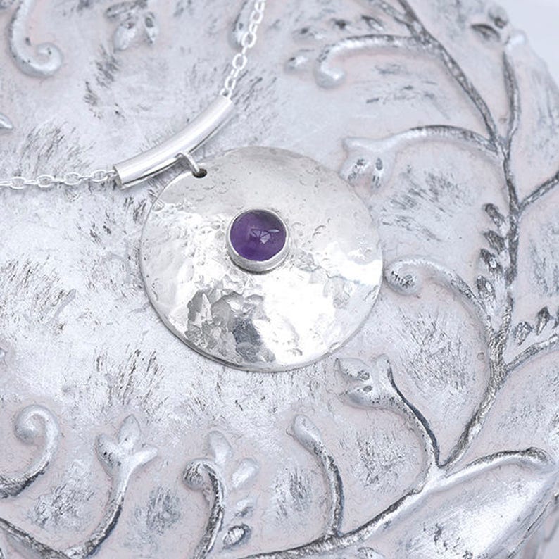 Handmade Amethyst Pendant Sterling Silver February Birthstone image 3