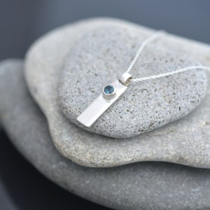 Sterling Silver and Blue Topaz Necklace Pendant, December Birthstone Pendant, Topaz Necklace