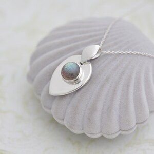 Sterling Silver Heart Pendant with Labradorite, Labradorite Heart Pendant, Labradorite necklace