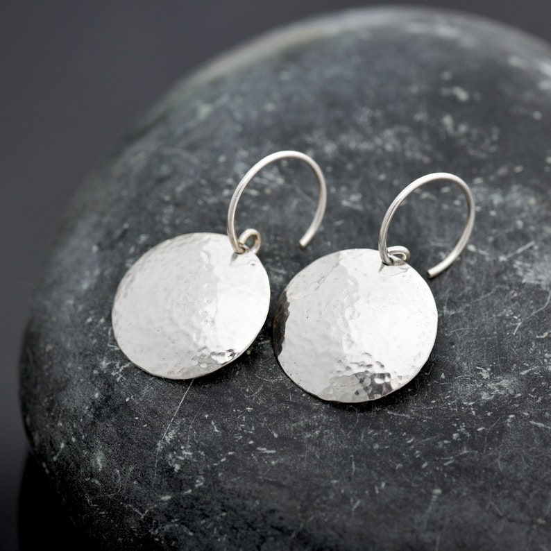 Round Sterling Silver Earrings with a Hammered Texture