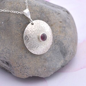 Sterling Silver and Garnet Pendant, January Birthstone Pendant, Amethyst Necklace