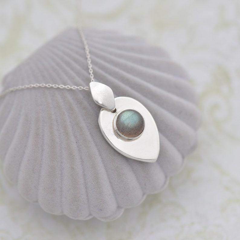 Sterling Silver Heart Pendant with Labradorite, Labradorite Heart Pendant, Labradorite necklace