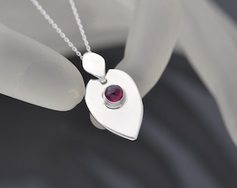 Handmade Ruby Pendant, July Birthstone Pendant, Sterling Silver Ruby Heart Necklace