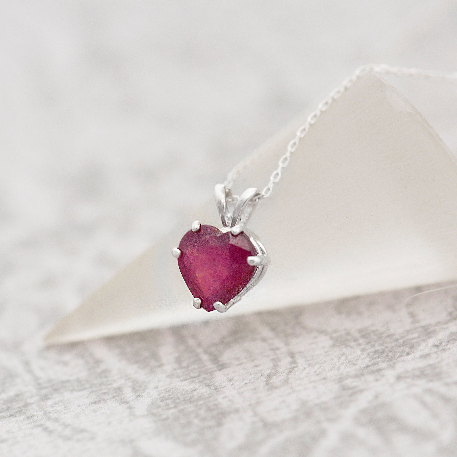 Solitaire necklace - Ruby Pendant