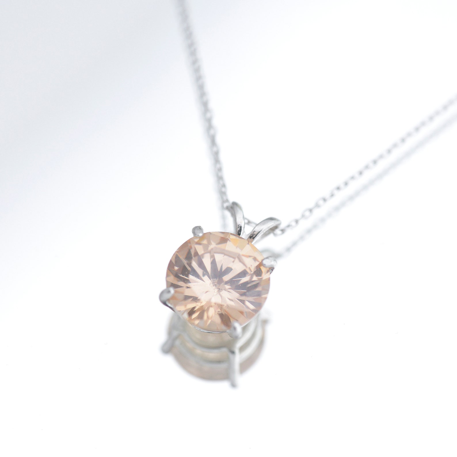 solitaire necklace - Champagne Zircon Pendant