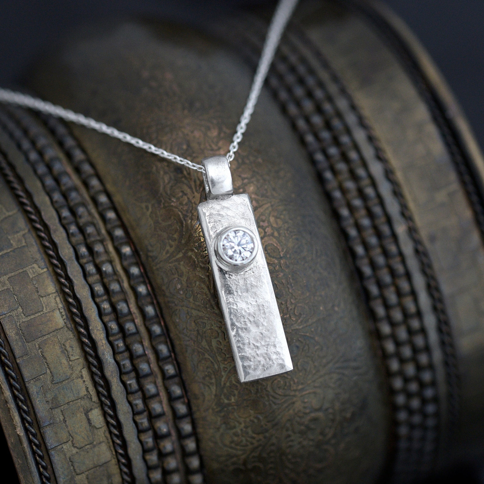 sterling silver Moissanite pendant by Ian Caird