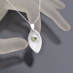 Handmade Peridot Pendant, Sterling Silver August Birthstone Pendant, Peridot Necklace, Gemstone Pendant