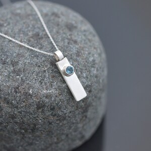Sterling Silver and Blue Topaz Necklace Pendant, December Birthstone Pendant, Topaz Necklace