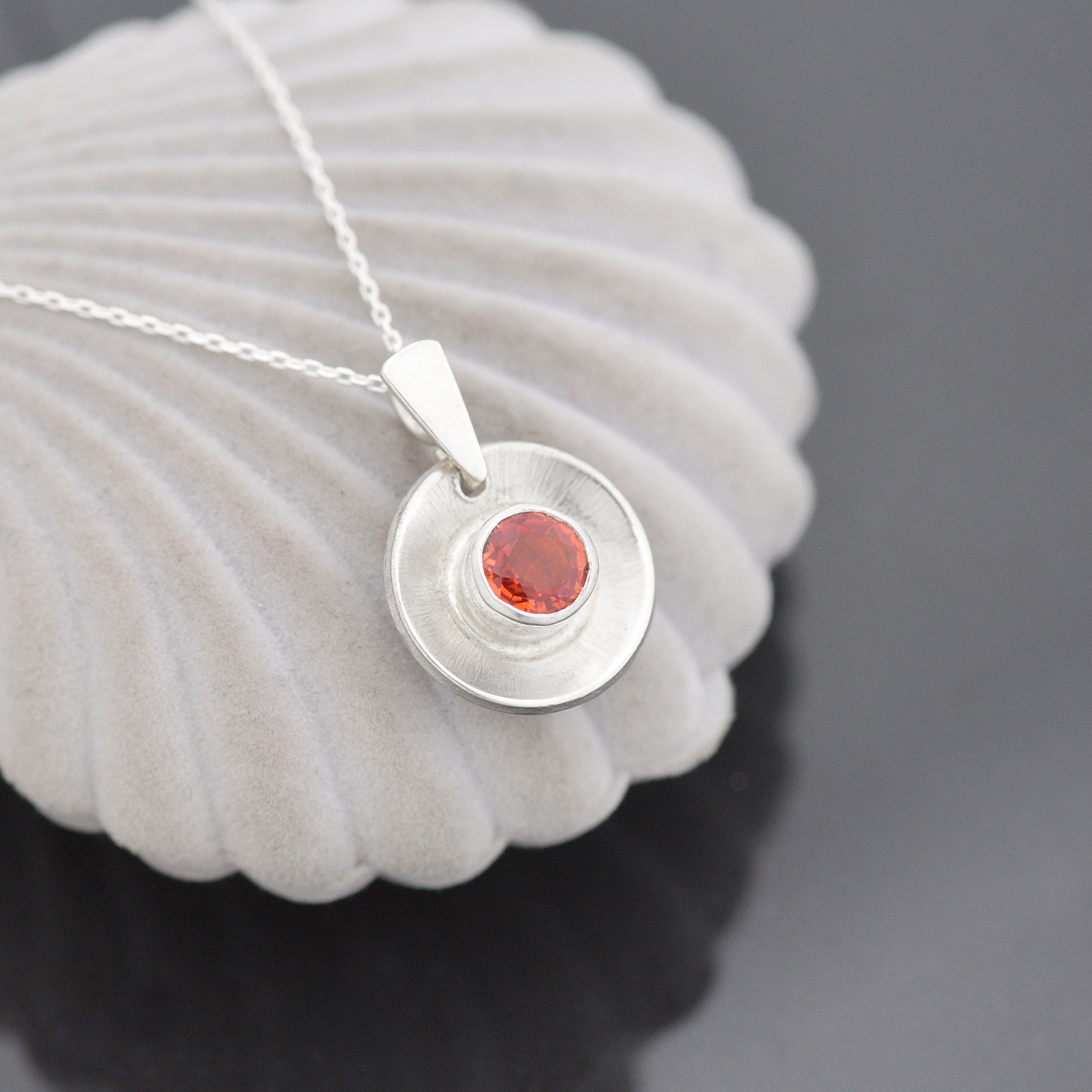 Handmade pendant necklace -Orange Sapphire Pendant